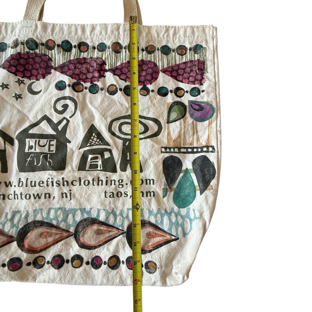Bluefish Hand‎ Painted Cotton Shopping Canvas Tote Bag 16x18” - Picture 3 of 5